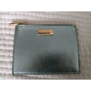 NWOT BIG BUDDHA Clutch/Cosmetic Bag Blue Metallic‎ Leather Like Bag